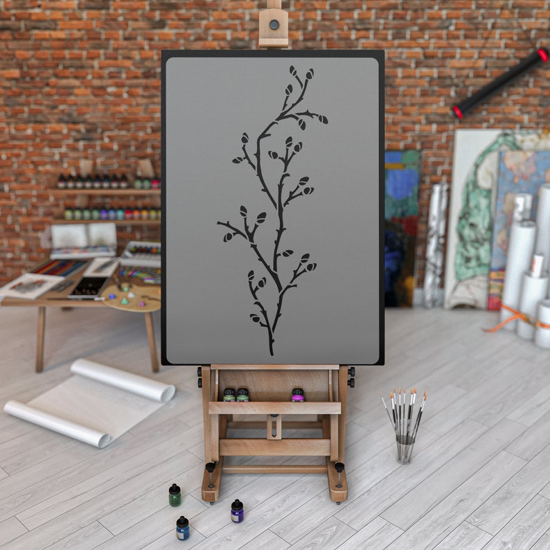 Large Wall Stencil for Painting Willow, Twig Reusable, Plastic Template