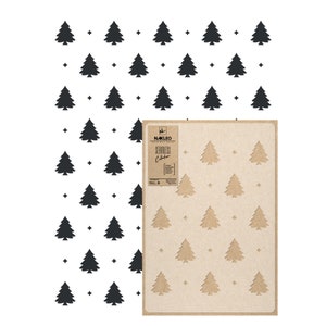NAKLEO Painting Stencil for Walls - Repetitive Large Template 59x95 cm - Forest Pine Tree Spruce - Wallpaper - Reusable Plastic
