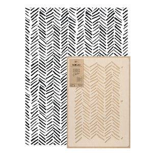 NAKLEO Painting Stencil for Walls - Repetitive Large Template 59x95 cm - Brush Stroke Herringbone Chevron - Wallpaper - Reusable Plastic