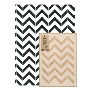 May include: A stencil for creating a chevron pattern. The stencil is made of brown cardboard and has a white chevron pattern cut out. The stencil is part of the Nakleo Seamless Collection.