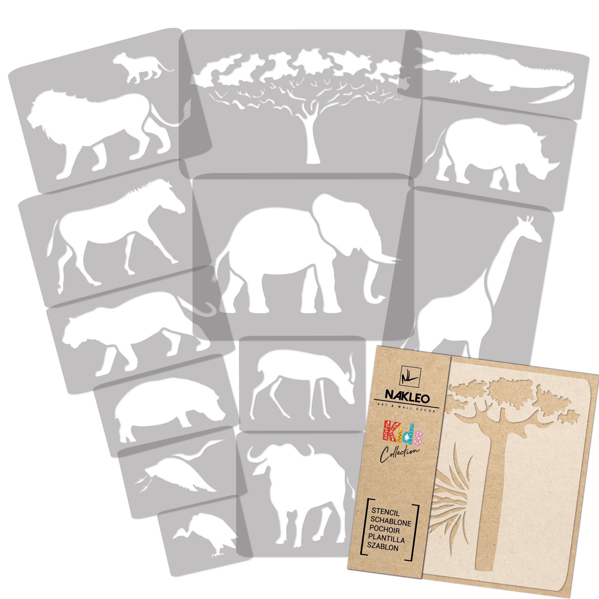 Stanzenshop - Stencil per fustellatura a tre elefanti, con