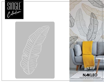 Reusable Plastic Wall Stencil // 43x64cm [16.9" x 25.1"] or 59x95cm [23.3" x 37.4"] // Banana Leaf #1 - Art Deco Outline // Mylar Template