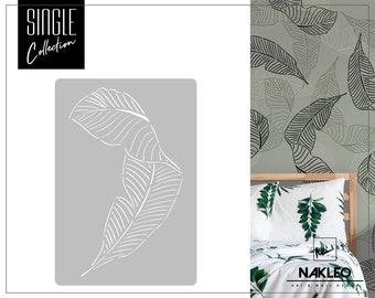 Reusable Plastic Wall Stencil // 45x65cm [17.7" x 24.6"] or 65x95cm [24.6" x 37.4"] // Banana Leaf #2 - Art Deco Outline // Mylar Template