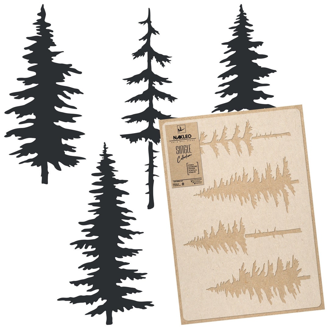 Evergreen Tree Wall Stencil: Reusable Fir Tree Template for DIY Decor ...