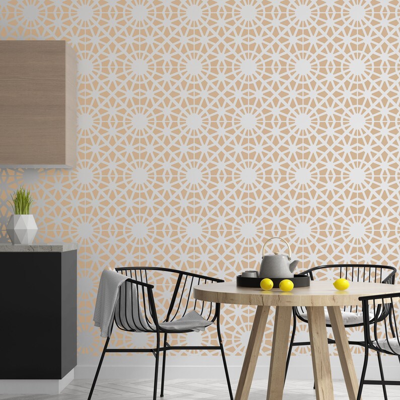 BAIRRO Tile Reusable Plastic Stencil Moroccan Geometric Floor Wall