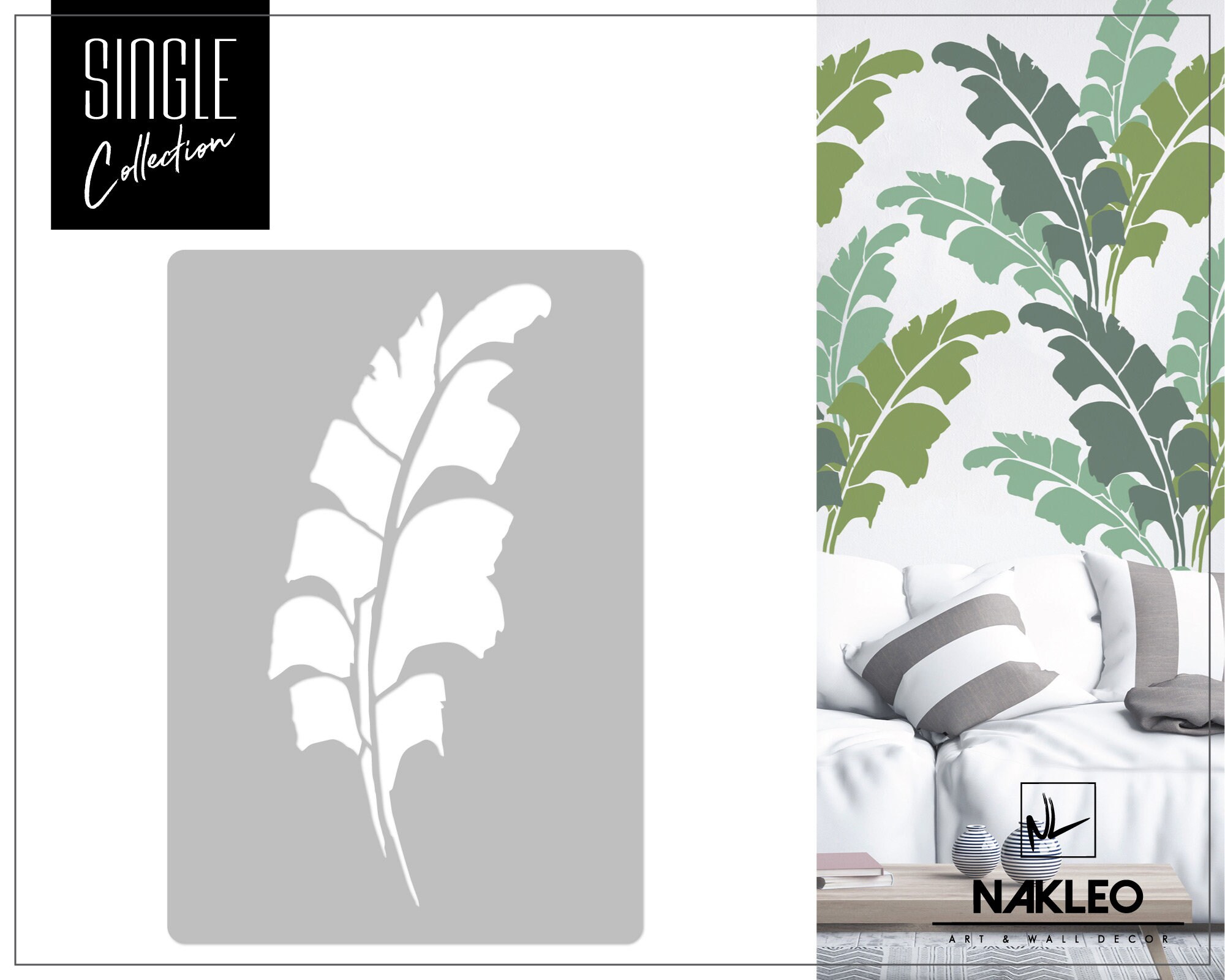 Fern Palm Leaf Reusable Mylar Stencil A3 A4 A5 Wall Decor Nature Flora  Leaves 3