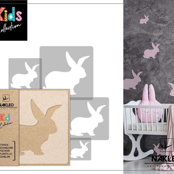 5 pezzi Stencil di plastica riutilizzabili // CONIGLIETTO // 34x34cm a 9x9cm // Decorazione della stanza dei bambini // Modelloa dei bambini