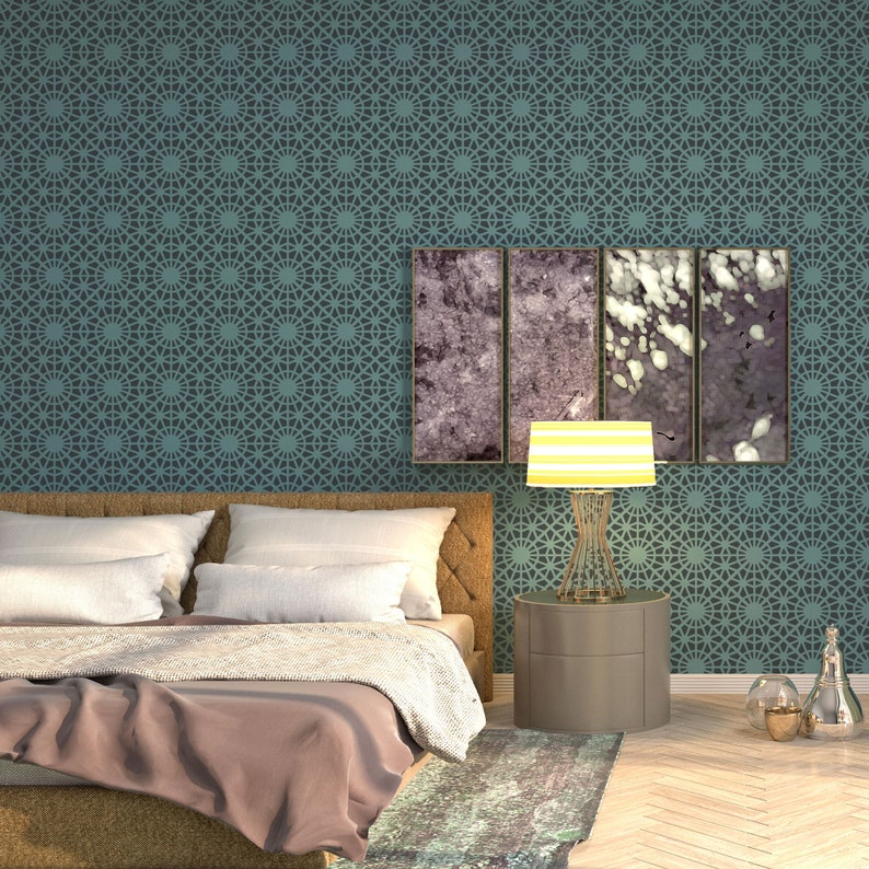 BAIRRO Tile Reusable Plastic Stencil Moroccan Geometric Floor Wall