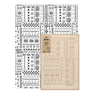Mali Mudcloth väggschablon: Afrikansk boho geometrisk återanvändbar mall (59 x 95 cm)