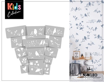 14 pcs Reusable Plastic Stencils // BIRDS // 44cm to 13cm // Kids Room Decor // Nursery Template