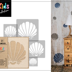 5 pcs Reusable Plastic Stencils // SCALLOP SHELL // 34x34cm to 9x9cm // Kids Room Decor // Nursery Template