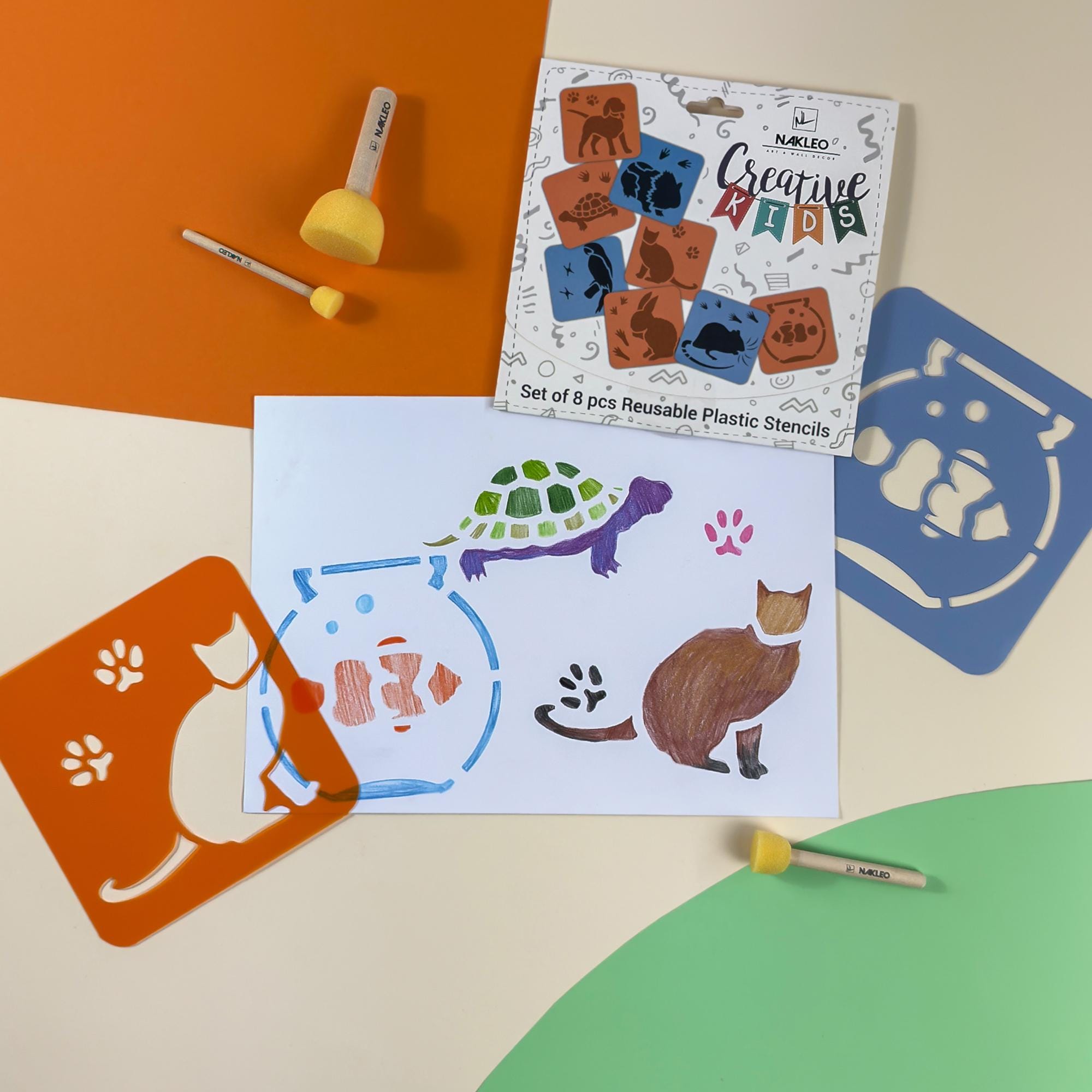 12 Stencil Per Disegno Per Bambini A Tema Giardino - Formato 20x20 Cm - Sagome Riutilizzabili In PET - Lavabili E Sicure