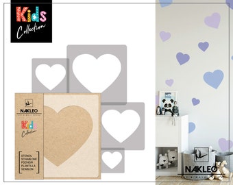 5 pcs Reusable Plastic Stencils // HEART // 34x34cm to 9x9cm // Kids Room Decor // Nursery Template