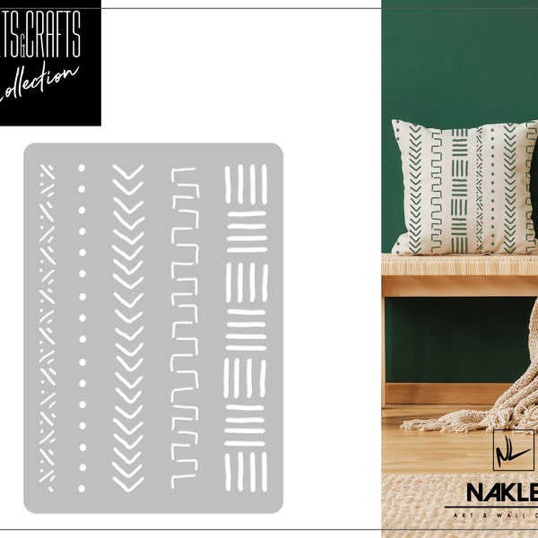 DIY Reusable Plastic STENCIL // A3 A4 A5 Mudcloth Elements #2 // Craft - Furniture - Scrapbooking - Decoupage