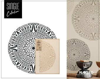 Reusable Plastic Wall Stencil // diameter: 39 cm, 59cm, 89cm, 108cm or 220cm // MANDALA AZTECA // Craft Mylar Template