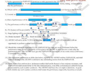 INSTANT Performance Contract Template INSTANT Digital Download (editable Docx and editable/fillable PDF will be available after purchase)