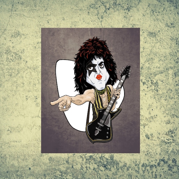 KISS Art Print, KISS Rock Poster, Paul Stanley Art, Kiss band poster, The Starchild Illustration, Gene Simmons, Wall Home and desk decor,