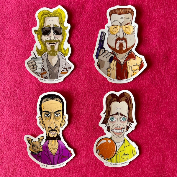 The Big Lebowski Film Stickers Set, Die Cut Vinyl Stickers Pack, Coen Brothers classic movie Stickers for your laptop, pop culture fans