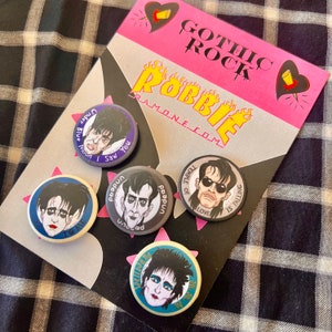 Gothic Rock badges Set, Gothic Music Pins, Goth Rock music buttons, Post Punk, Dark goth music, The cure, Bauhaus, Siouxsie and the banshees