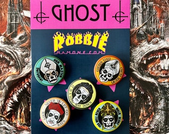 Ghost badges Set, Ghost band Music Pins, Papa Emeritus fan, Heavy Metal buttons, band Ghost, Nameless Ghouls, Cardinal copia, hard rock
