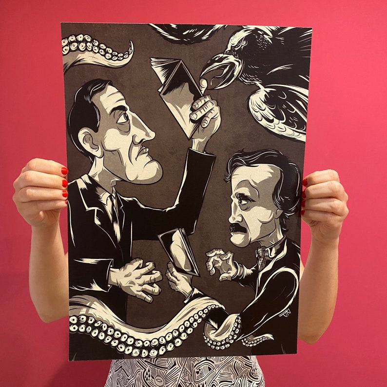 Edgar Allan Poe Print HP Lovecraft Art Print Terror Masters | Etsy
