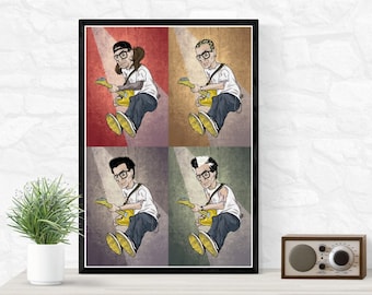 The Offspring Art Print, Noodles The Offspring Poster, Wall Home Deco, Punk Rock Icon Illustration, Melodic Hardcore Music for skate Lovers