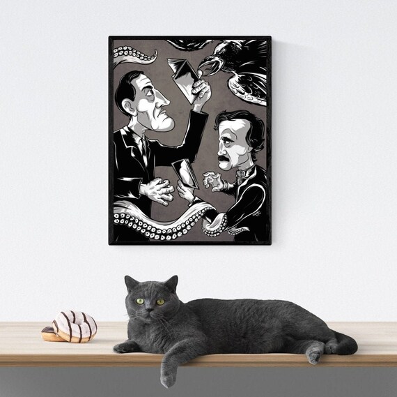 Edgar Allan Poe Print HP Lovecraft Art Print Terror Masters | Etsy