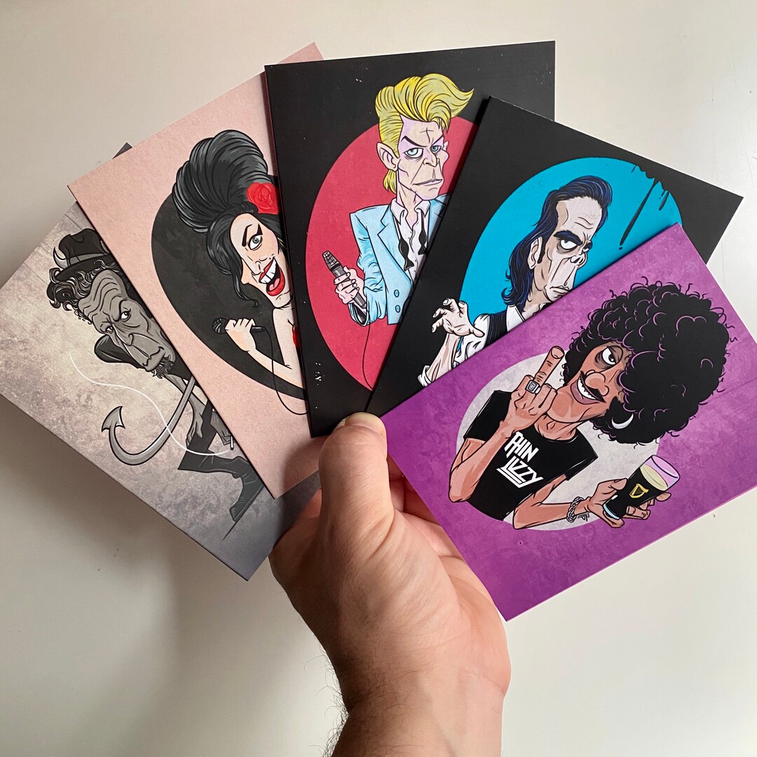 Pop Rock Icon Greeting Card, Nick Cave Post Card, David Bowie Print ...