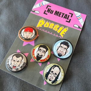 Nu Metal badges Set, Nu Metal Music Pins, Nu Metal Rap buttons, Nu Metal 90&#39;s best bands, Deftones Back to school, Limp Bizkit Nookie, Korn