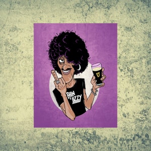 Thin Lizzy Art Print, Thin Lizzy Poster, Phil Lynott Illustration, Thin Lizzy Home Wall Decoration, Rock Star art print, Irish Proud gift