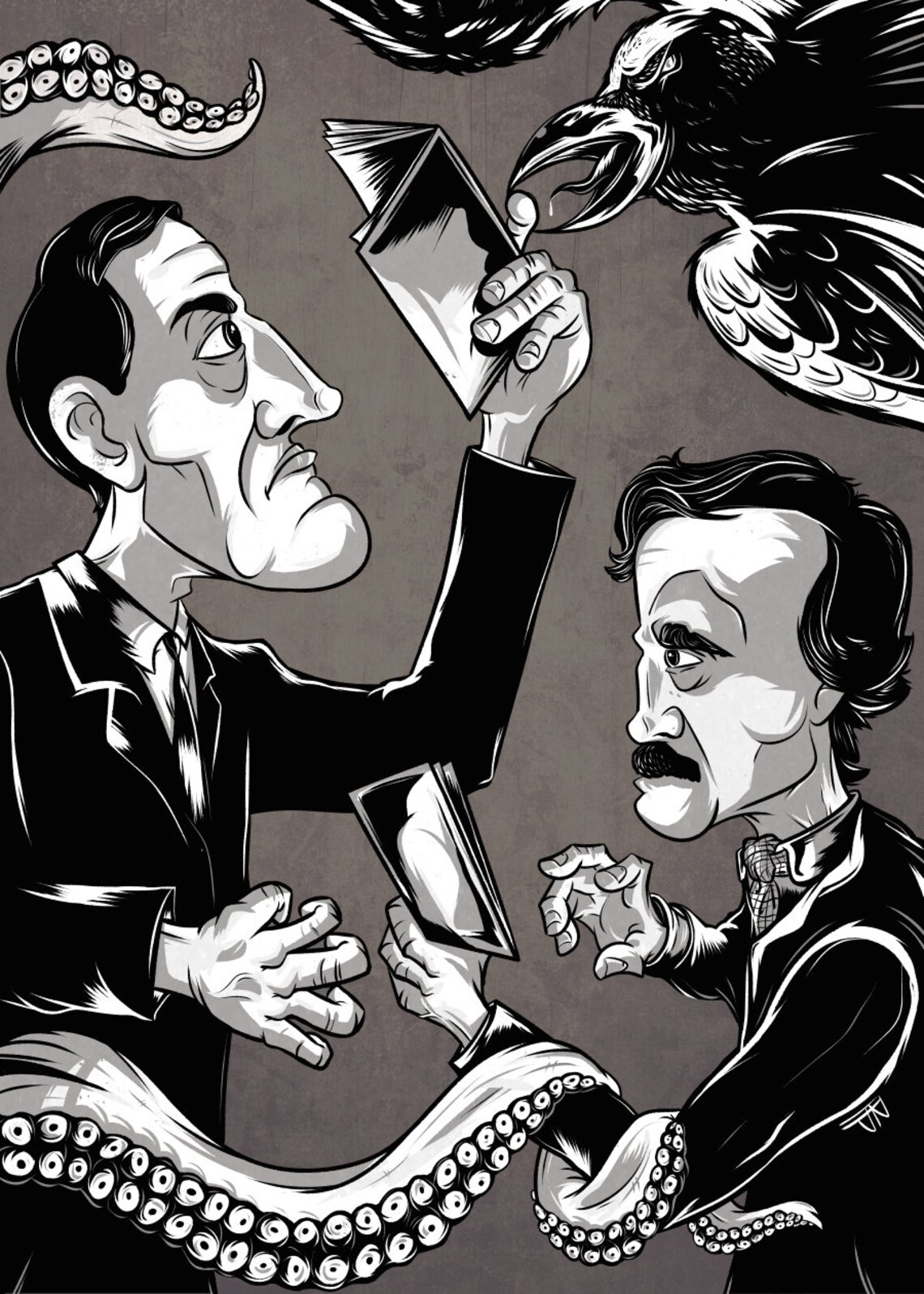 Edgar Allan Poe Print HP Lovecraft Art Print Terror Masters | Etsy