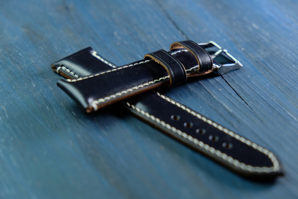Dark Blue Watch strap. Luxury premium watch band. 18mm 20mm Etsy