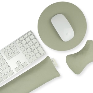 Repose-poignets réglables pour clavier et souris (rembourrage de la coque en sarrasin naturel \ housse amovible lavable) Fait main en Australie (sauge)