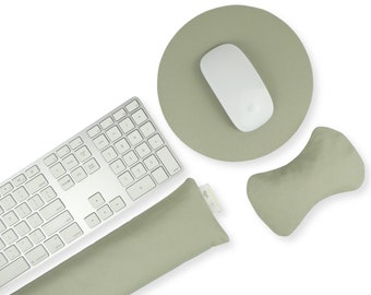 Adjustable Buckwheat Hulls Wrist Rests for Keyboard & Mouse | Breathable Filling, Ergonomic, Washable cover, Australian Handmade, Sage
