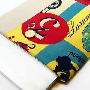 Custom Fit Laptop Sleeve for Backpacks with Matching Tech Pouch: Handcrafted, Retro Chic Vintage, 13&quot;  Padded Cover, Eco-Friendly Gift