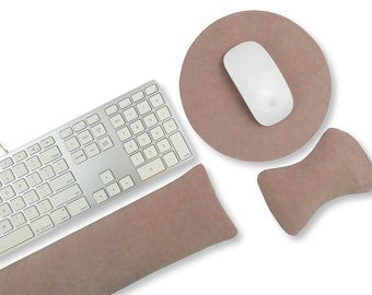 Adjustable Buckwheat Hulls Wrist Rests for Keyboard & Mouse | Breathable Filling, Ergonomic, Washable cover, Australian Handmade, Dusty Pink