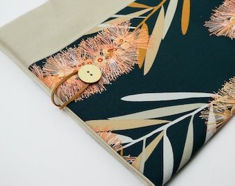 Floral Laptop Sleeve with Tech Pouch: Custom Fit Padded Cover