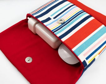 Striped Laptop Sleeve: Handmade Padded MacBook Cover, Tech Pouch