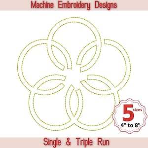 Flower quilt block machine embroidery design, 5 sizes, Single and Triple Run, Square quilt block, Quilting Motif, Quilt block embroidery