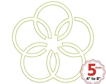 Flower quilt block machine embroidery design, 5 sizes, Single and Triple Run, Square quilt block, Quilting Motif, Quilt block embroidery