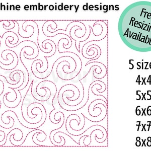 ITH Quilt Stickmuster Stickmaschine | Wirbel | 10 cm, 15 cm, 15 cm, 18 cm, 20 cm | 5 Größen | mit und ohne Bordüren | Ein- und dreifacher Lauf