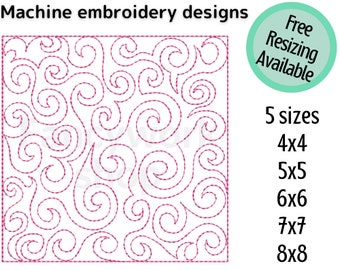 ITH Quilt block machine embroidery design | Swirl | 4", 5", 6", 7", 8" | 5 sizes | with and without borders | Single and Triple run