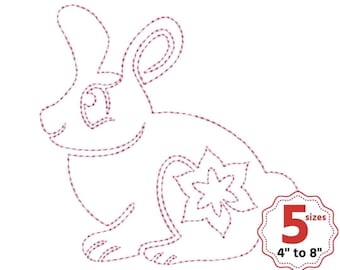 Baby bunny rabbit machine embroidery design, Animal quilting motif, Rabbit quilting motif, 5 sizes, Single and Triple Run, Animal quilt