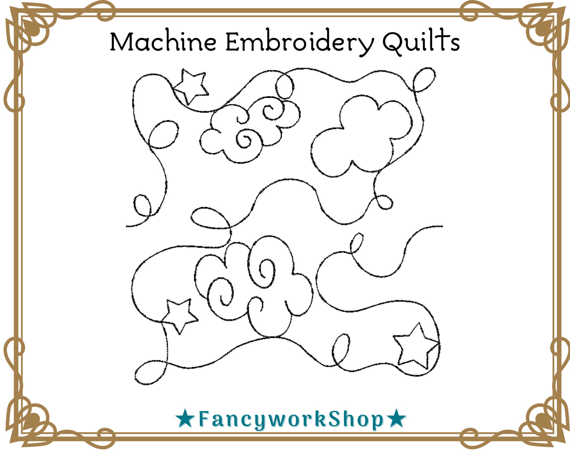 Edge to Edge Machine Embroidery Quilting Clouds continuous Etsy