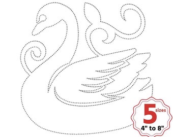 Swan machine quilting pattern, Bird quilt block machine embroidery design, Ornament quilt block, 5 sizes, Single and Triple Run