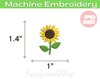 Mini Sunflower Machine Embroidery Design | Mini Flower | Tiny Flower | Small Flower | 4x4hoop | Instant Download | 1 inch