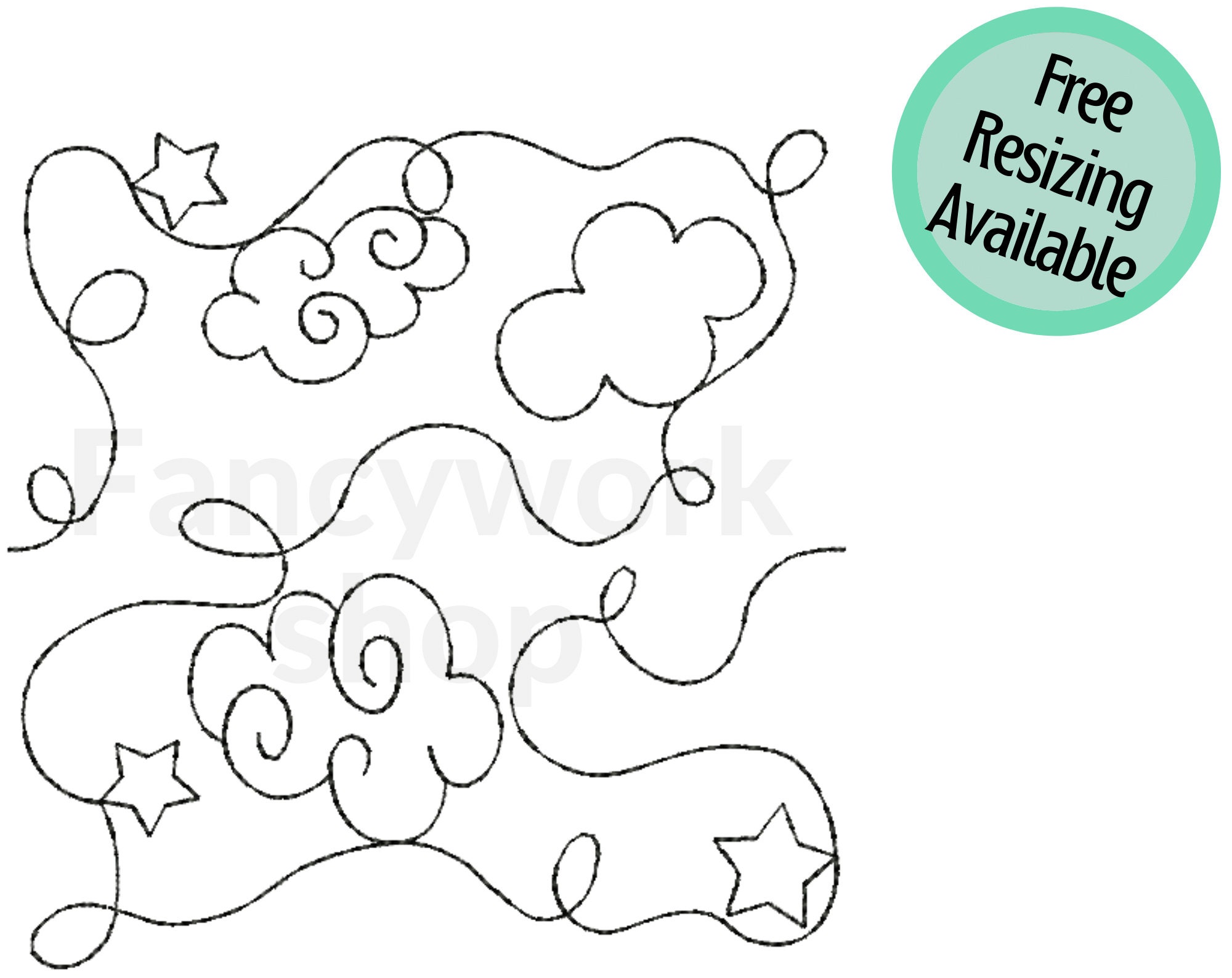 Edge to Edge Machine Embroidery Quilting Clouds continuous Etsy