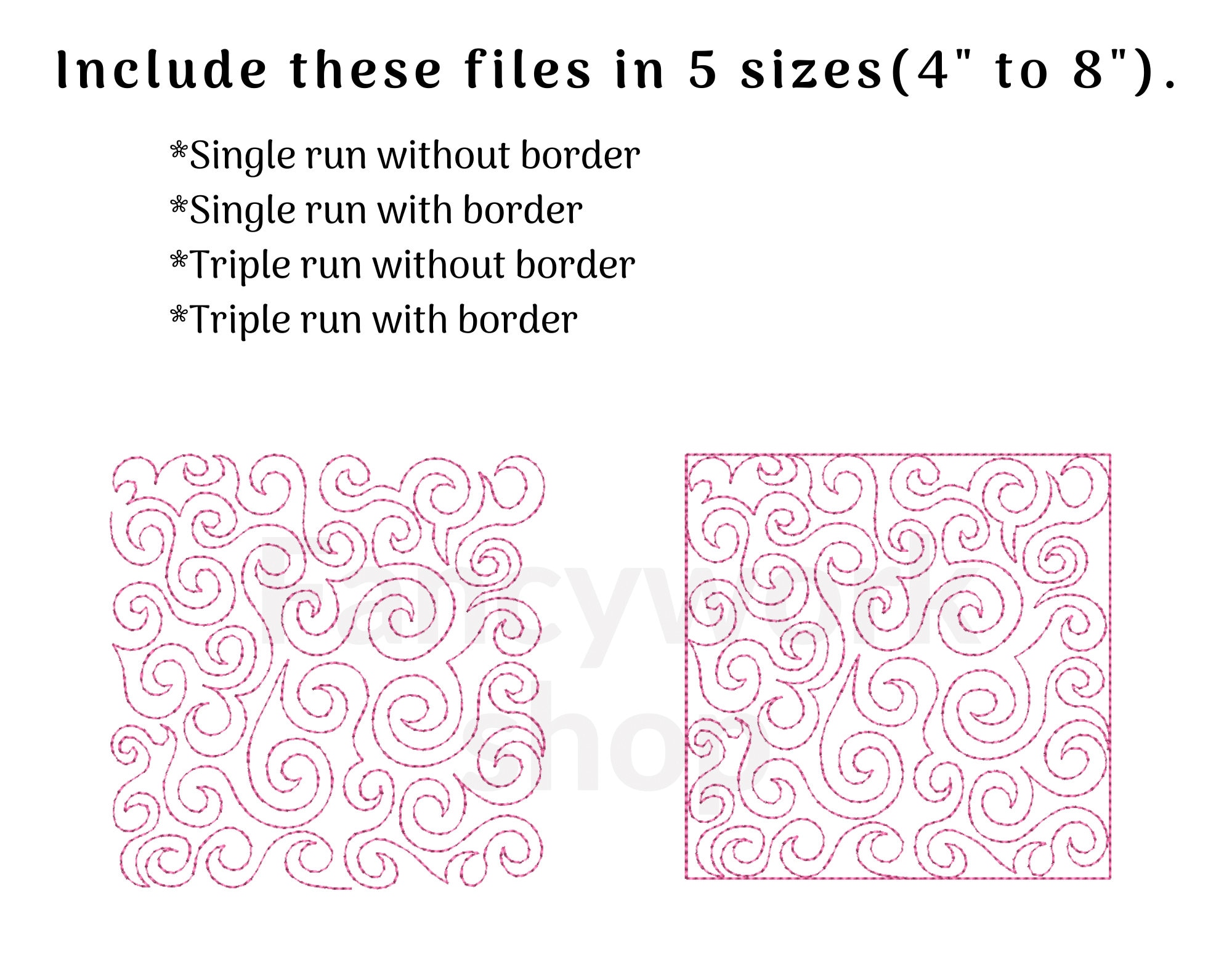ITH Quilt Block Machine Embroidery Design | Swirl | 4", 5", 6", 7", 8 ...