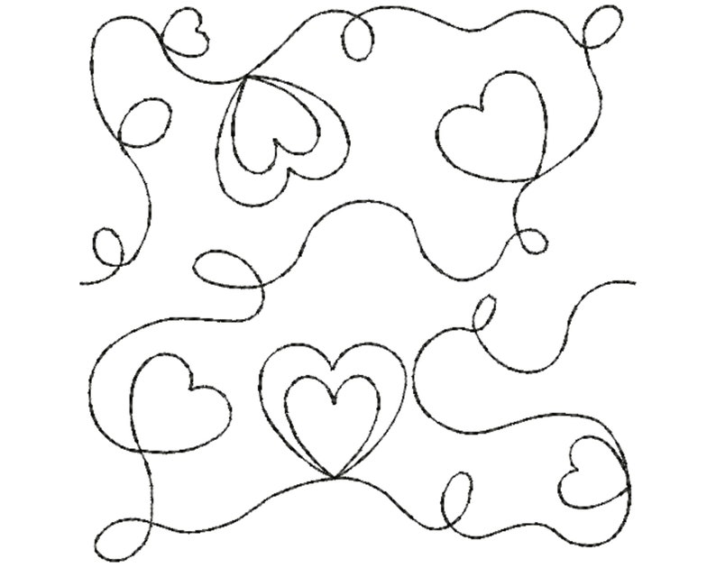 Edge to edge machine embroidery quilting heart Continuous | Etsy