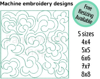 ITH Quilt block machine embroidery design | swirl flower | 4", 5", 6", 7", 8" | 5 sizes | with and without borders | Single and Triple run